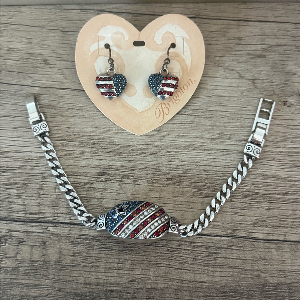 Brighton Red, White & Blue Heart Dangle Earrings
